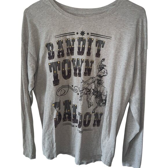 Ariat Bandit Town Saloon Shirt Women M Brown Preowned Cowboy Studded Relaxed Fit - Picture 1 of 9